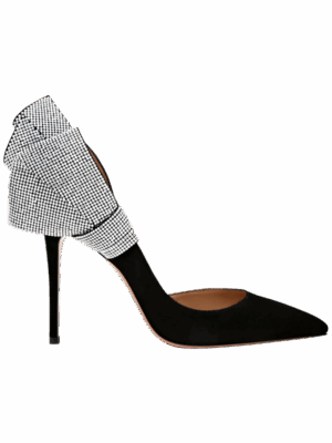 Silver Strived Black Ladies Shoe